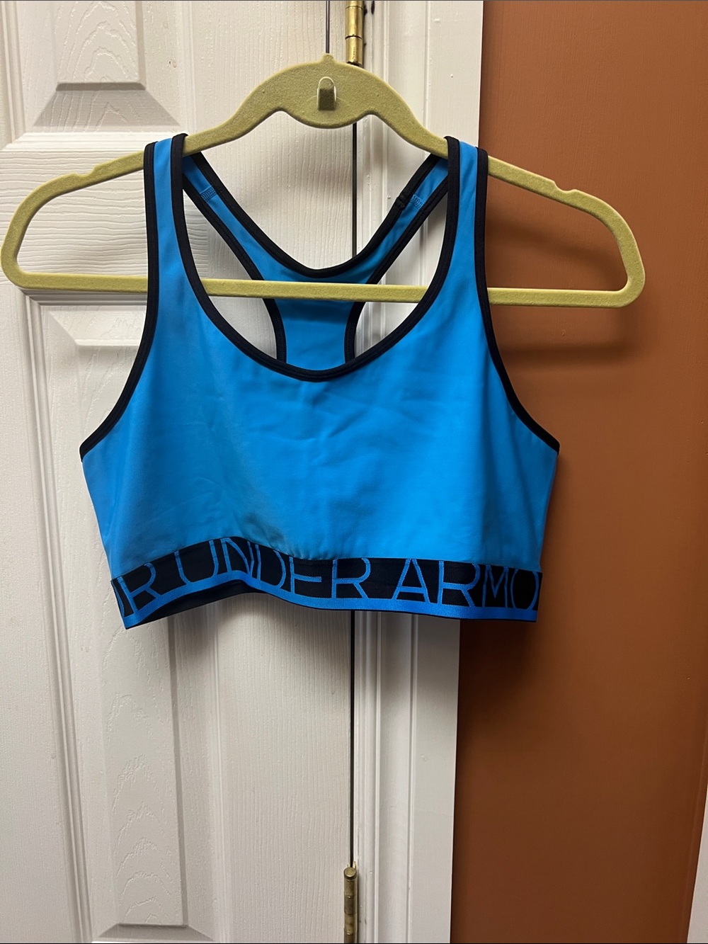 Under Armour Bright Blue Racerback Sports Bra with Black Trim